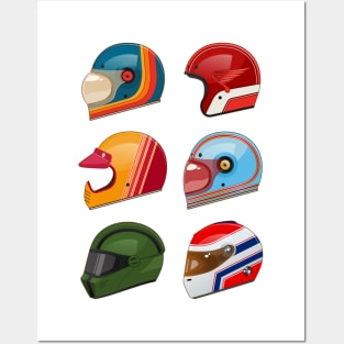 Cool Vintage Motorbike Helmets Posters and Art